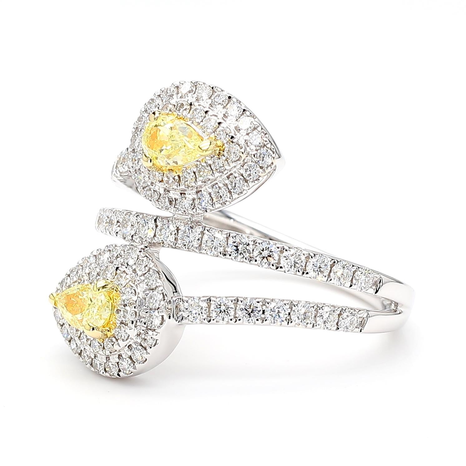 Natural Yellow Pear Diamond 1.21 Carat Tw Gold Cocktail Ring