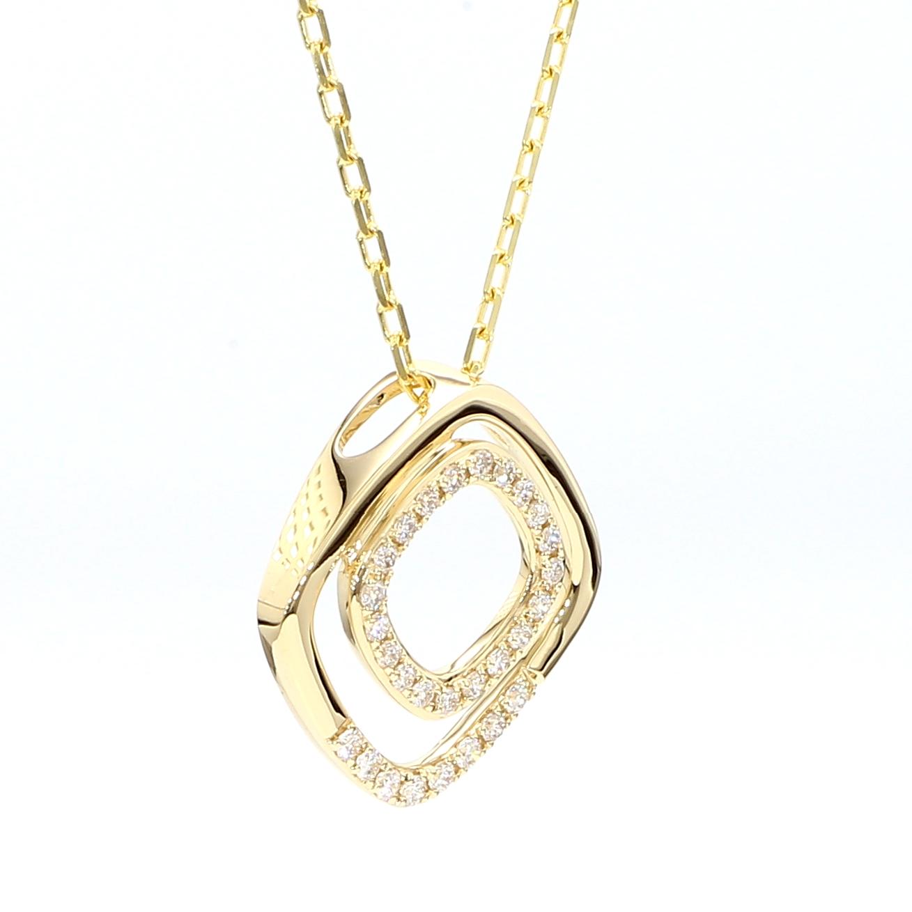Natural White Round Diamond .19 Carat TW Yellow Gold Drop Pendant