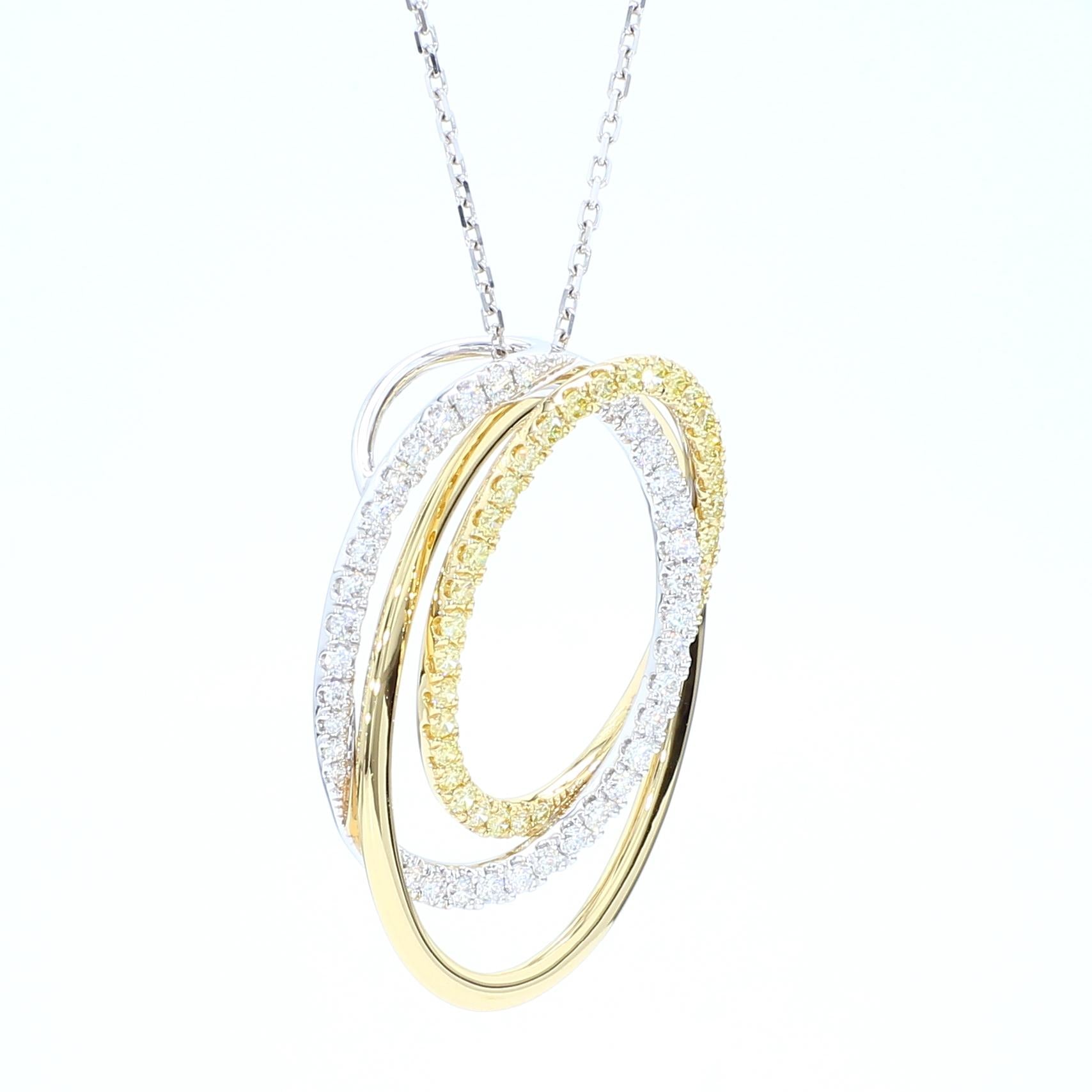 Natural Yellow Round Diamond .70 Carat TW Gold Drop Pendant