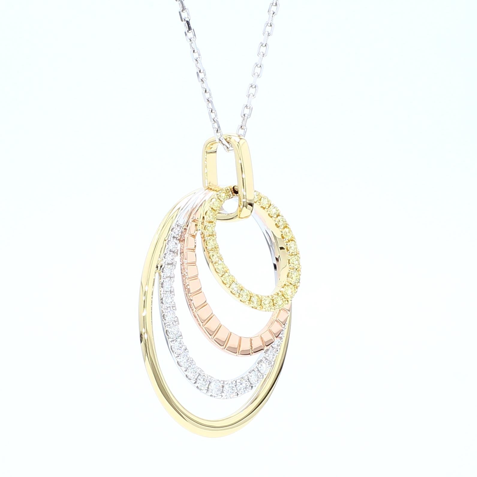 Natural Yellow Round Diamond .28 Carat TW Gold Drop Pendant