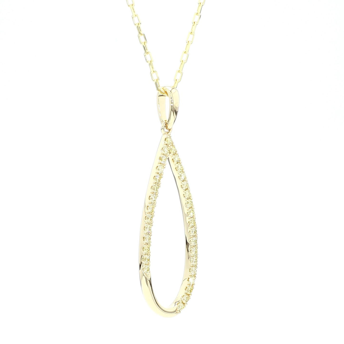 Natural Yellow Round Diamond .28 Carat TW Gold Drop Pendant