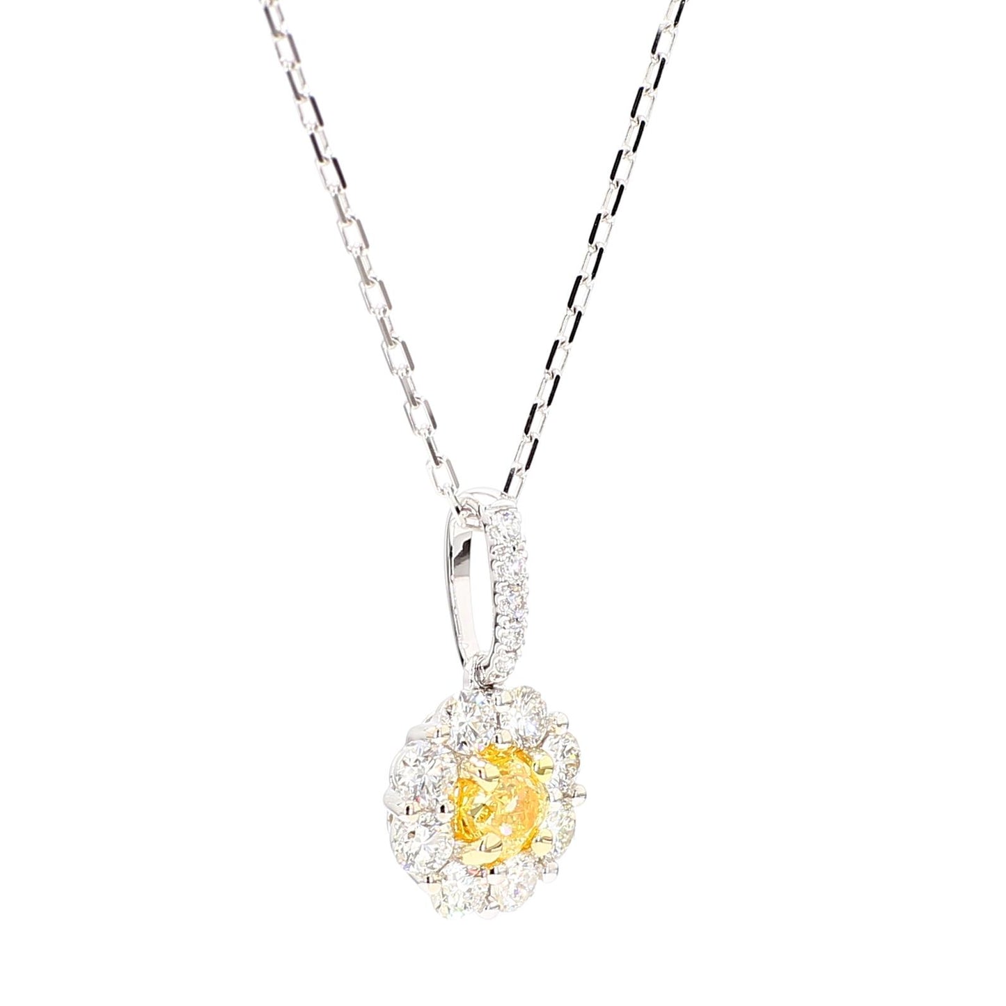 Natural Yellow Cushion Diamond 1.07 Carat TW Gold Drop Pendant