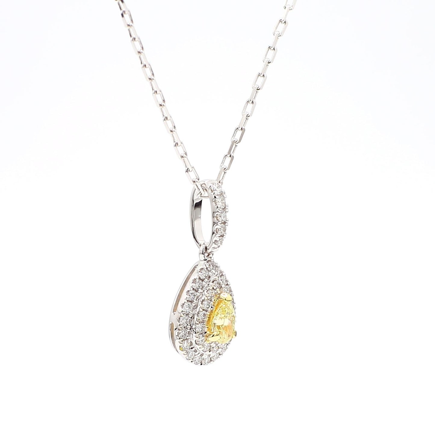 Natural Yellow Pear Diamond 0.43 Carat TW Gold Drop Pendant