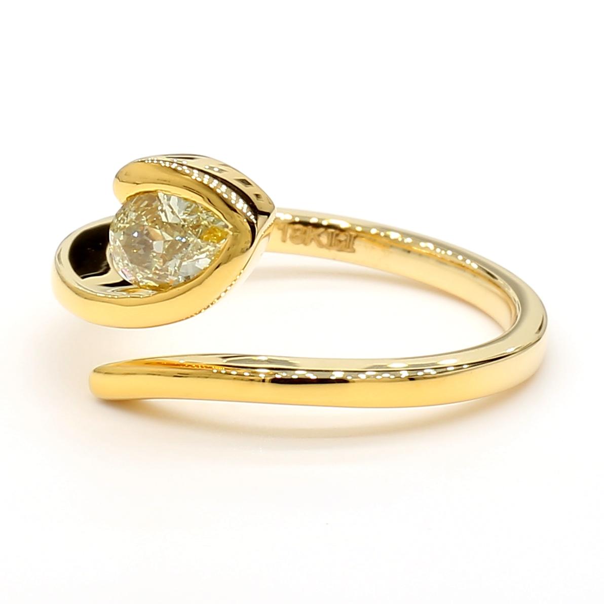 Natural Yellow Pear Diamond .50 Carat TW Yellow Gold Cocktail Ring