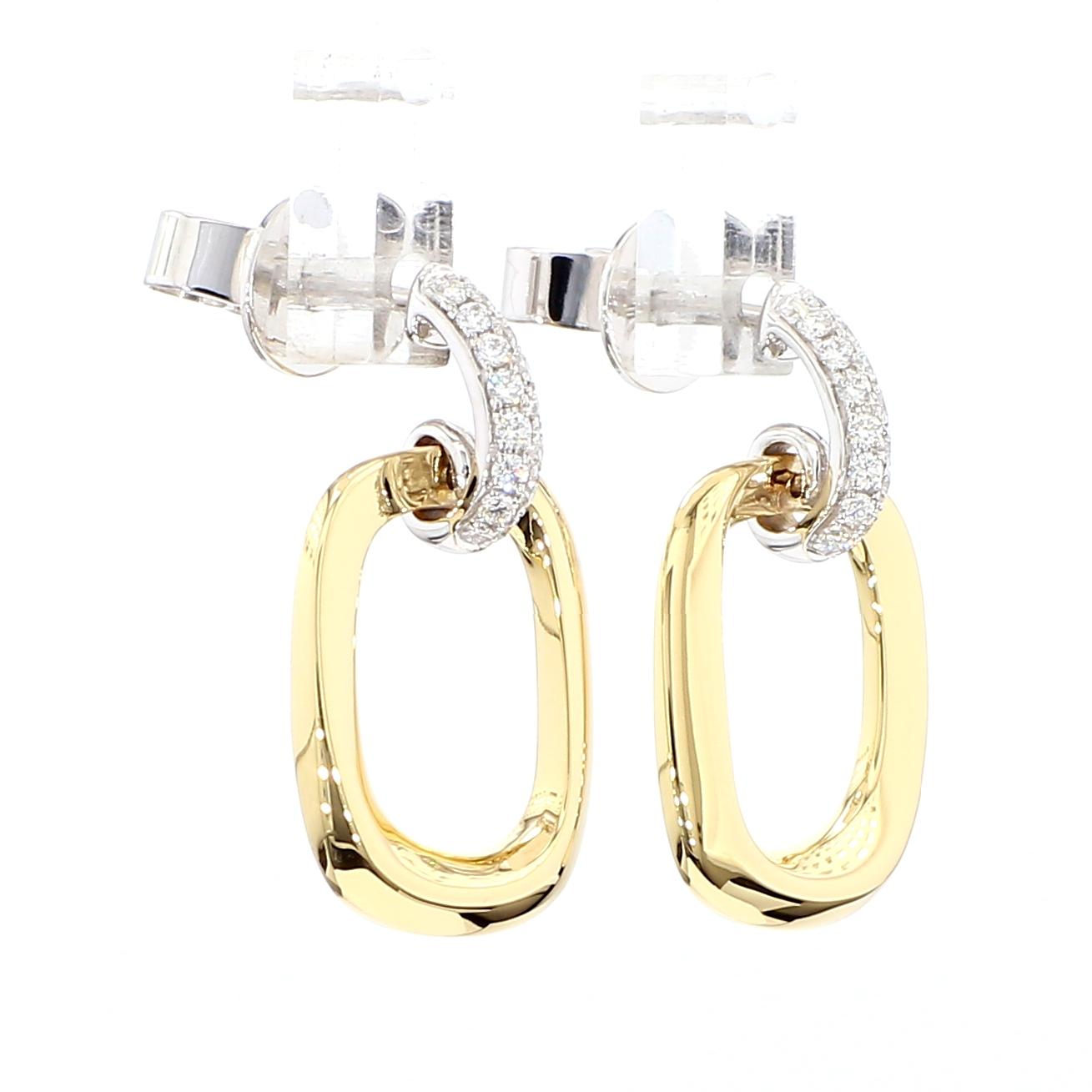 Natural White Round Diamond 0.21 Carat TW Yellow Gold Drop Earrings
