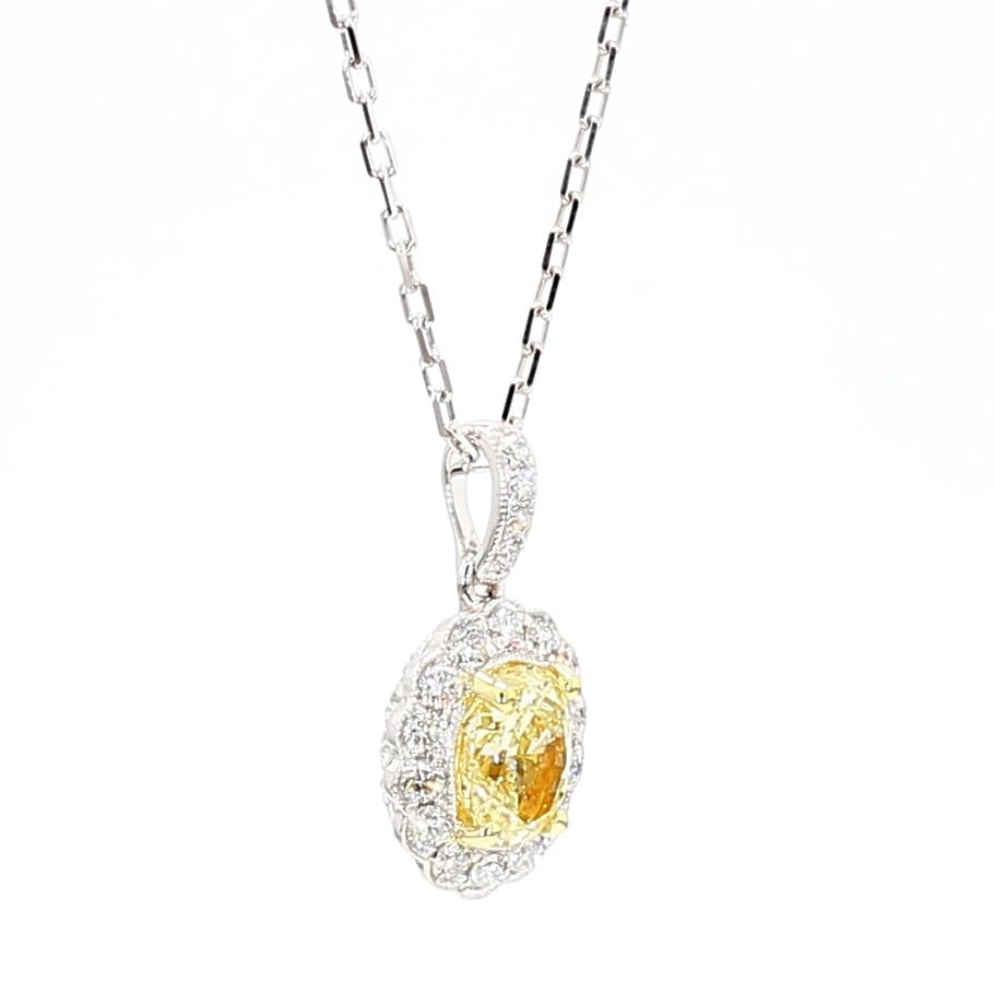 GIA Certified Natural Yellow Oval Diamond 1.20 Carat TW Gold Drop Pendant