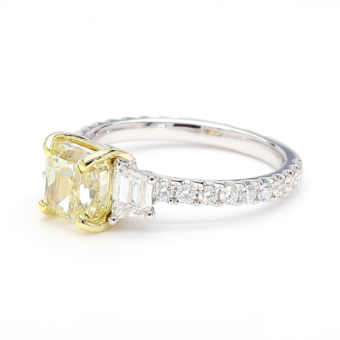 GIA Certified Natural Yellow Cushion Diamond 2.91 Carat TW Gold Cocktail Ring