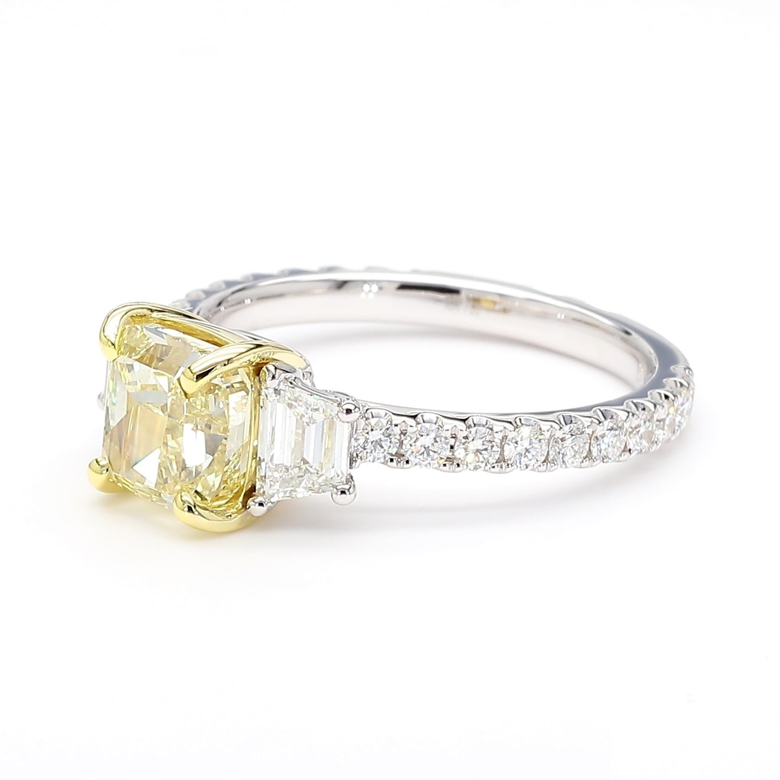 GIA Certified Natural Yellow Cushion Diamond 2.91 Carat TW Gold Cocktail Ring