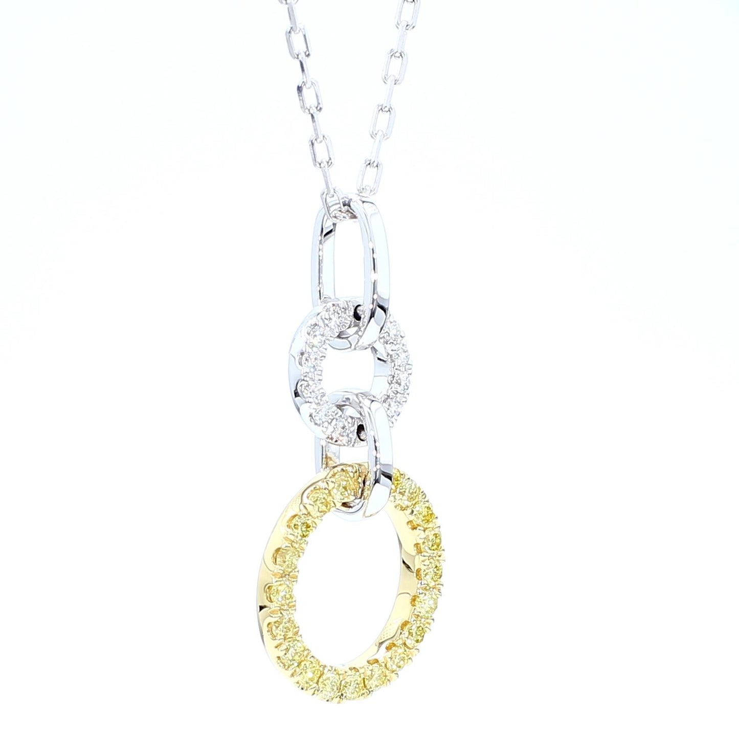 Natural Yellow Round Diamond .33 Carat TW Gold Drop Pendant