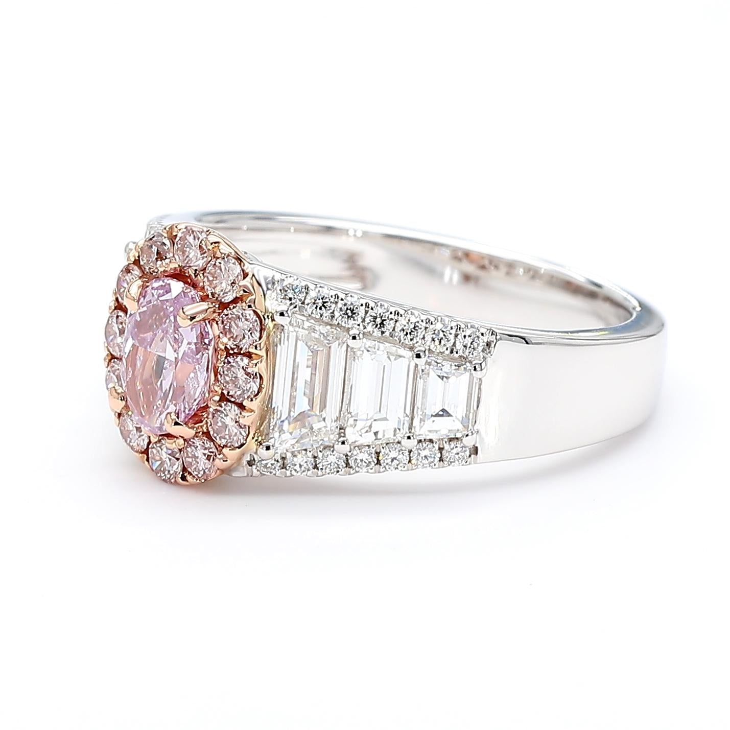 GIA Certified Fancy Pink-Purple Oval Diamond 1.74 Carat TW Gold Cocktail Ring