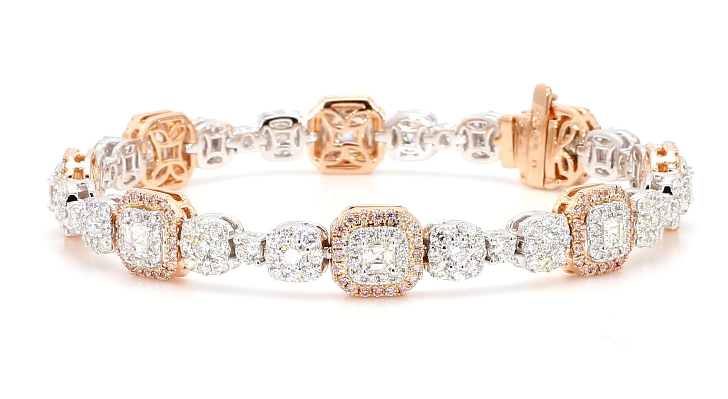 Natural White Emerald Diamond 6.04 Carat TW Gold Tennis Bracelet