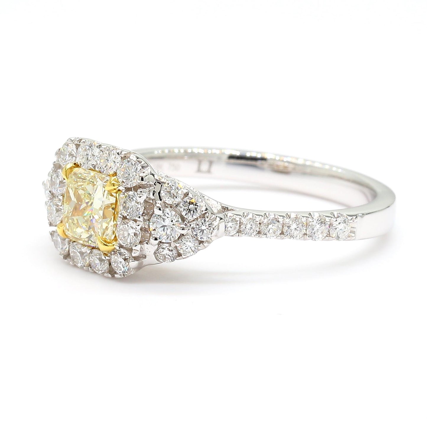 IGI Certified Natural Yellow Cushion Diamond 1.17 Carat TW Gold Ring
