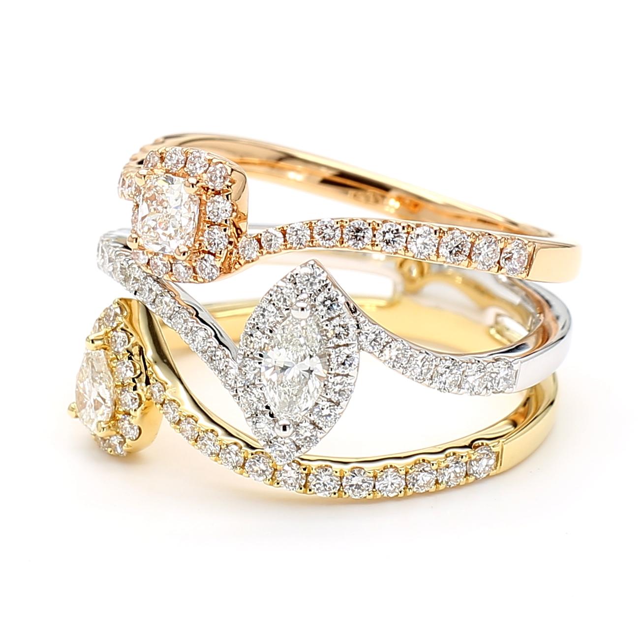Natural White Cushion Diamond 1.16 Carat TW Gold Ring