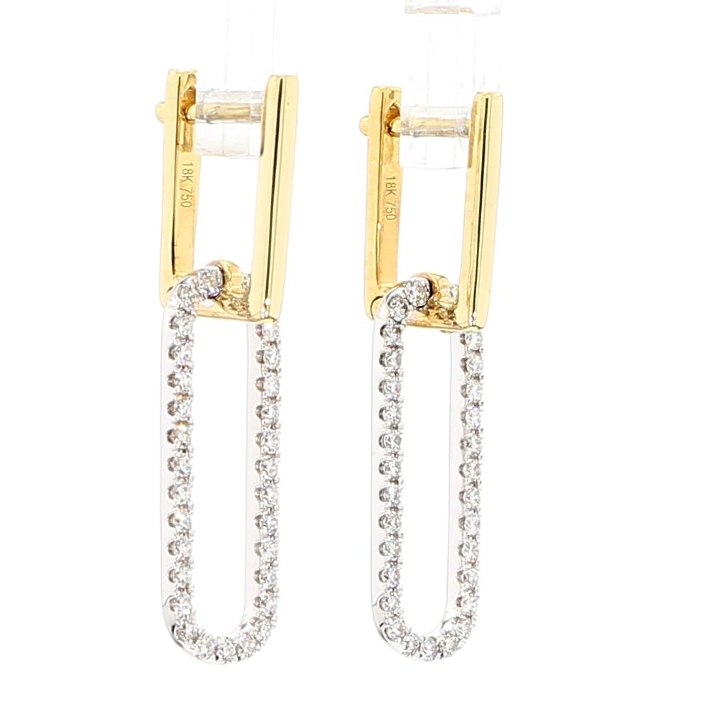 Natural White Round Diamond 0.54 Carat TW Gold Earrings