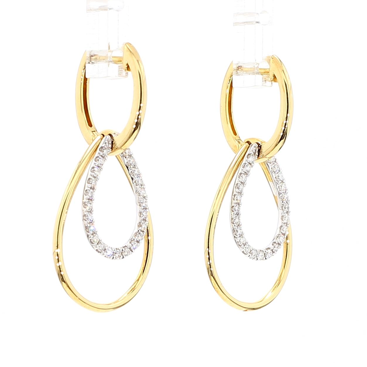 Natural White Round Diamond 0.35 Carat TW Gold Earrings