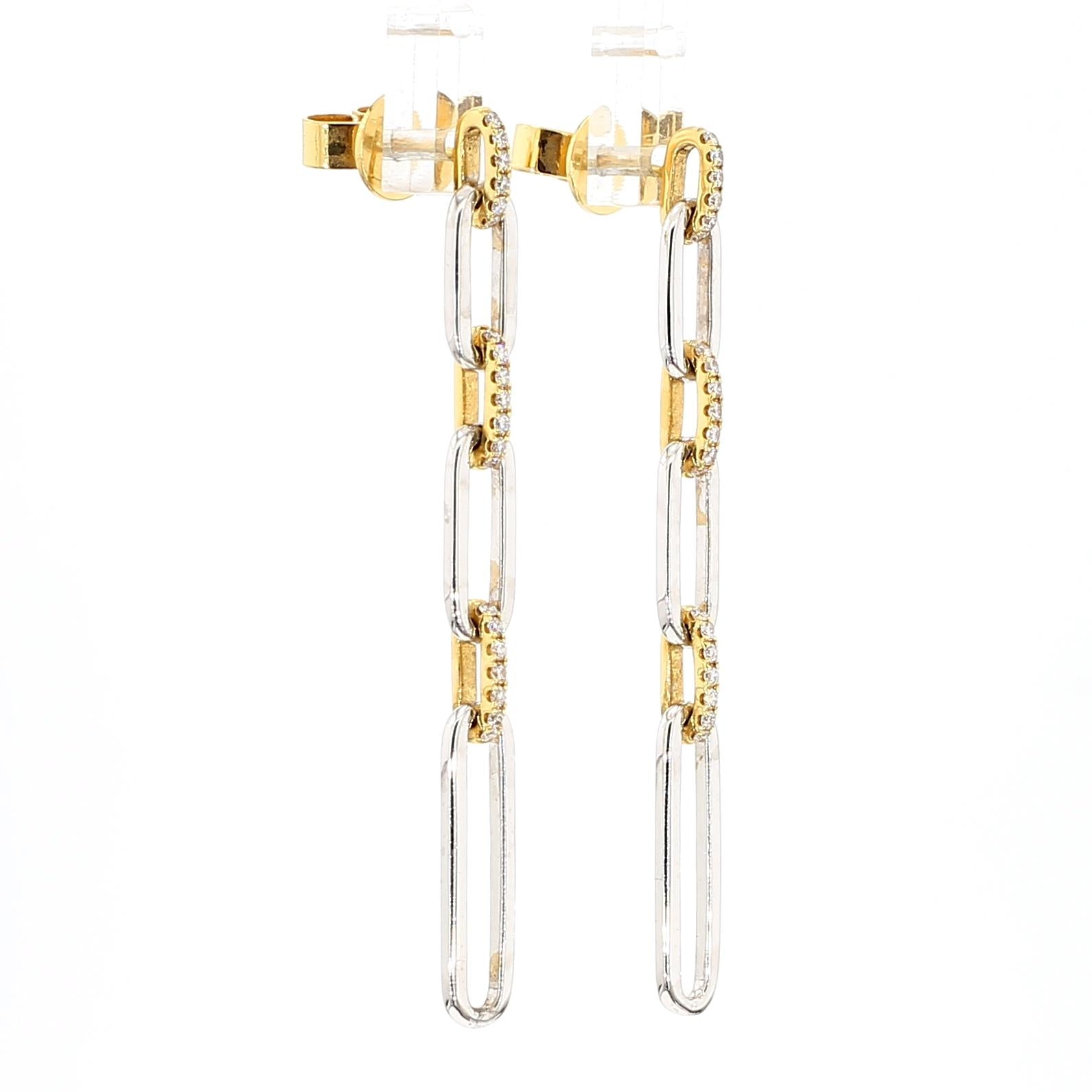 Natural White Round Diamond 0.21 Carat TW Gold Earrings