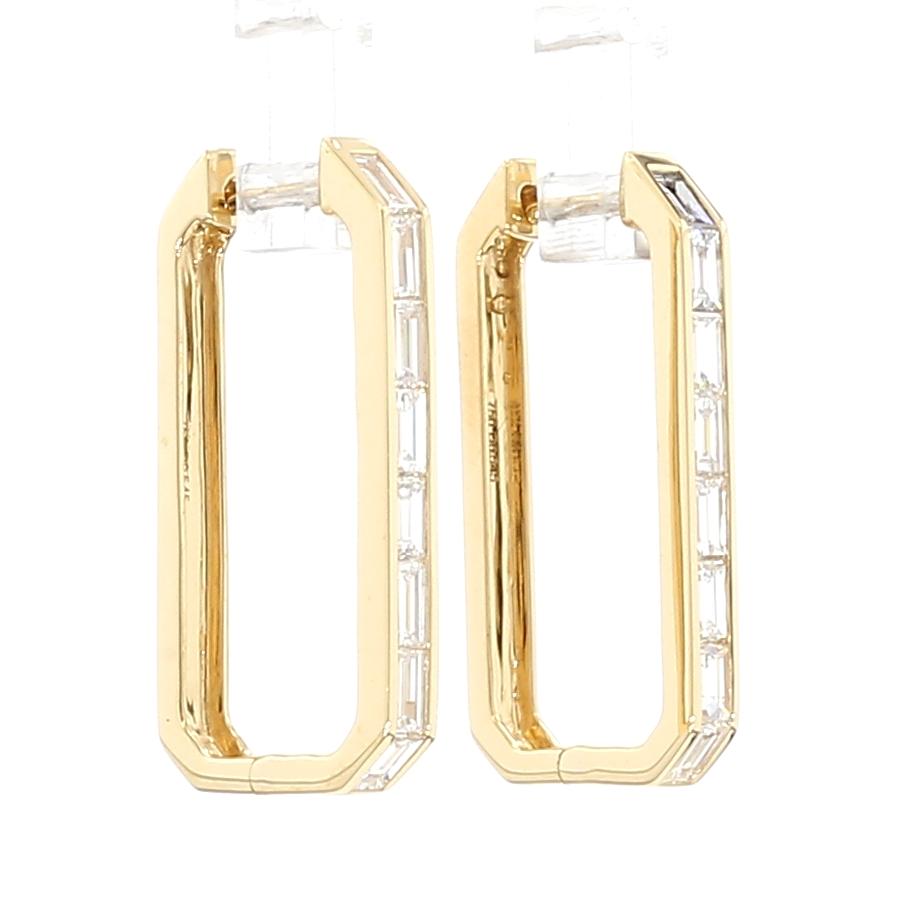 Natural White Baguette Diamond 1.09 Carat TW Gold Earrings