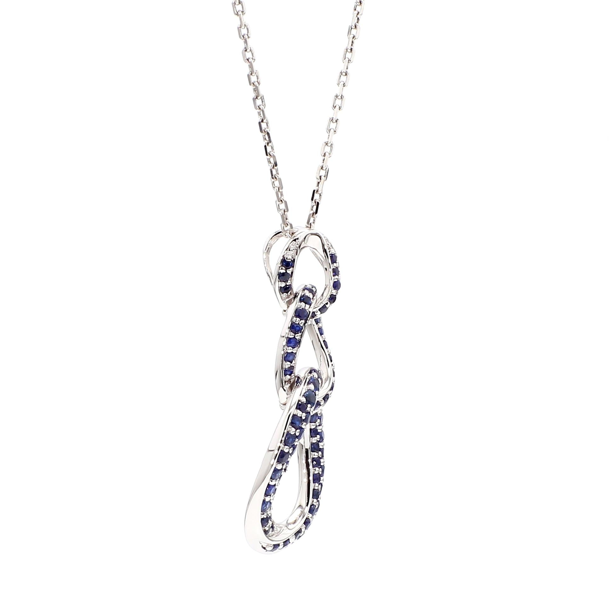 Natural Blue Round Sapphire 0.51 Carat TW Gold Pendant