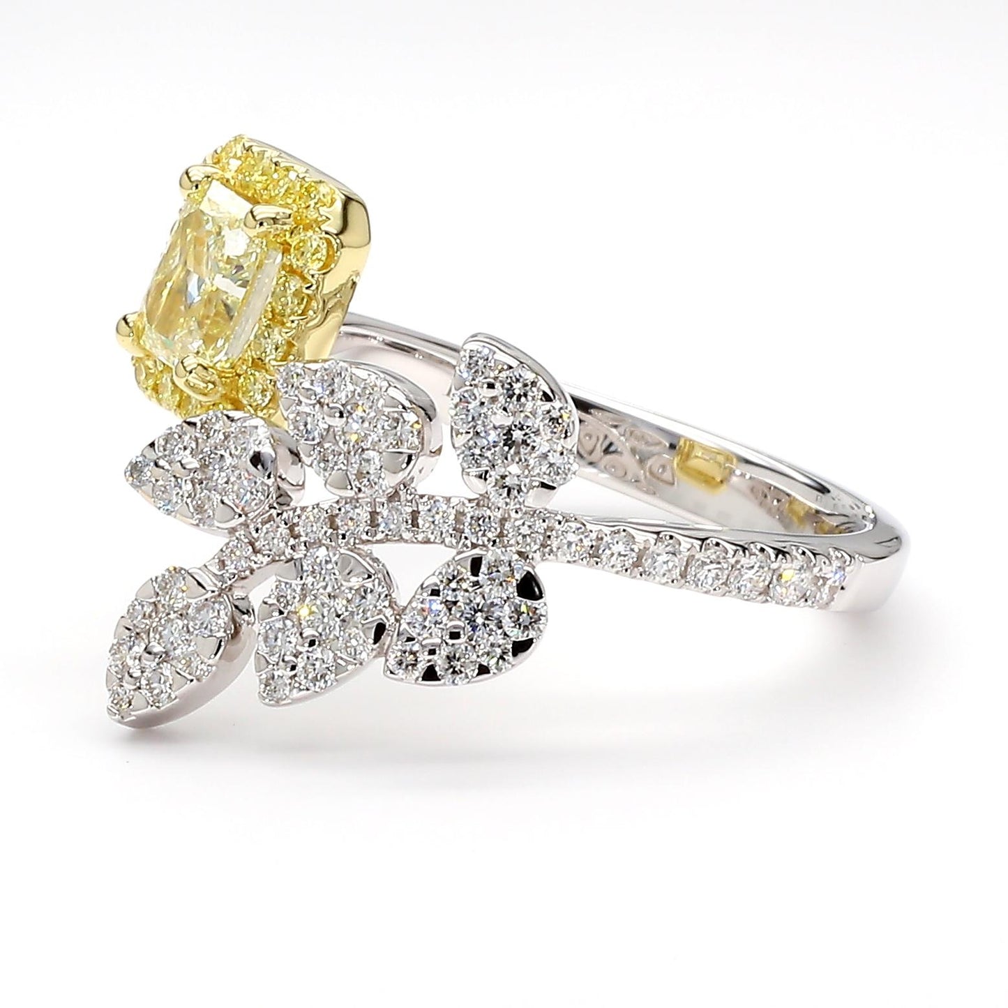 GIA Certified Natural Light Yellow Radiant Diamond 1.38 Carat TW Gold Ring
