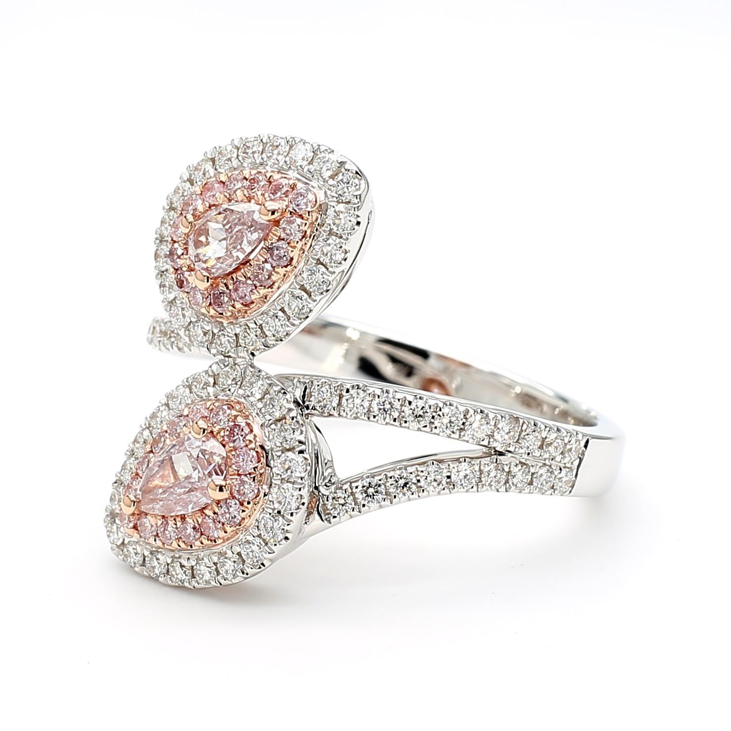 GIA Certified Natural Light Pink Pear Diamond 1.05 Carat TW Gold Ring