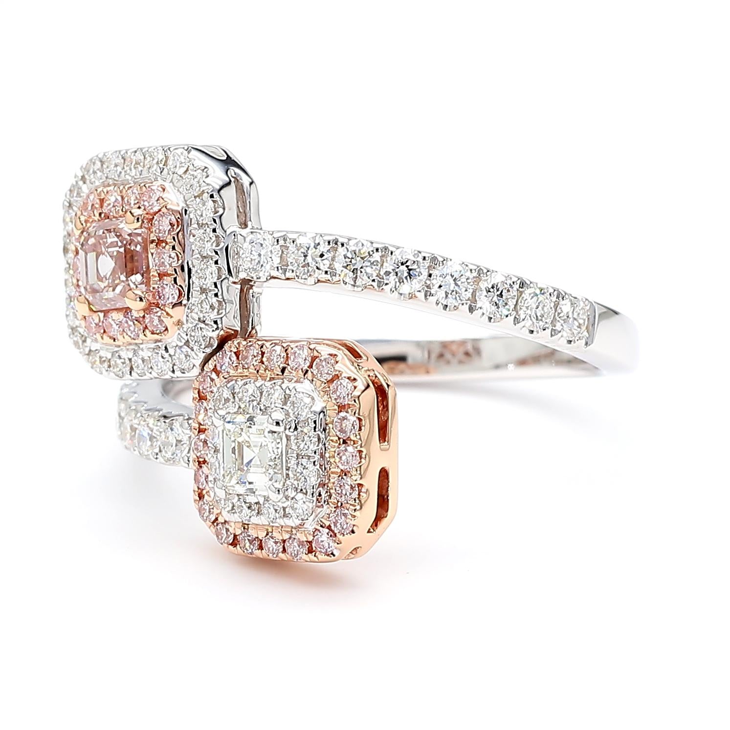 GIA Certified Natural Fancy Brown-Pink Asscher Diamond 1.10 Carat TW Gold Ring