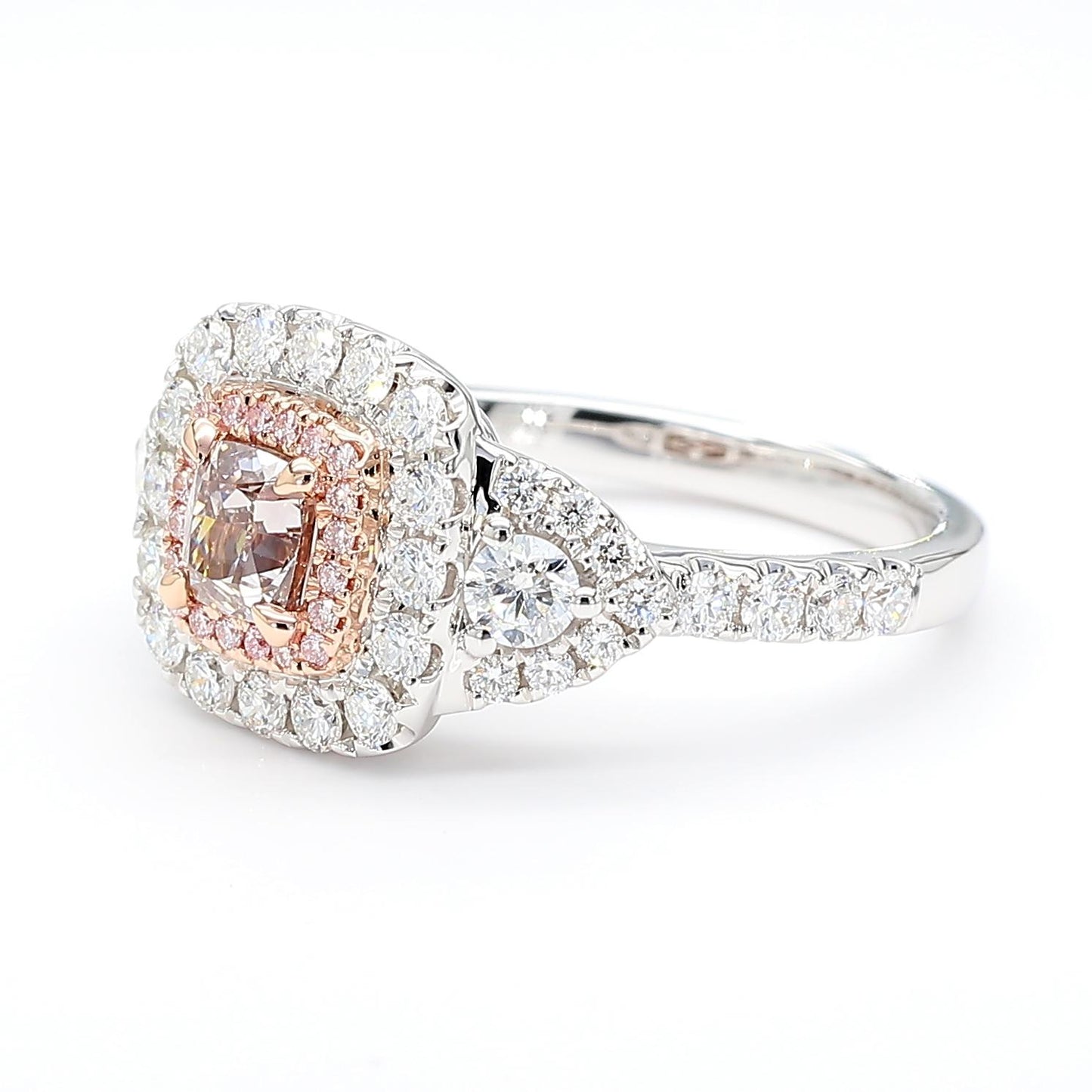 GIA Natural Fancy Pinkish Brown Cushion Diamond 1.42 Carat TW Gold Ring