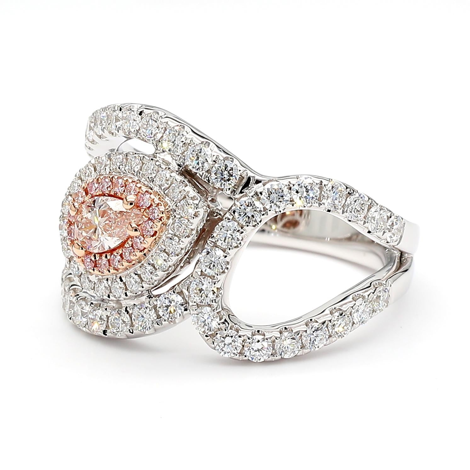 GIA Certified Natural Light Pinkish Brown Pear Diamond 1.25 Carat TW Gold Ring