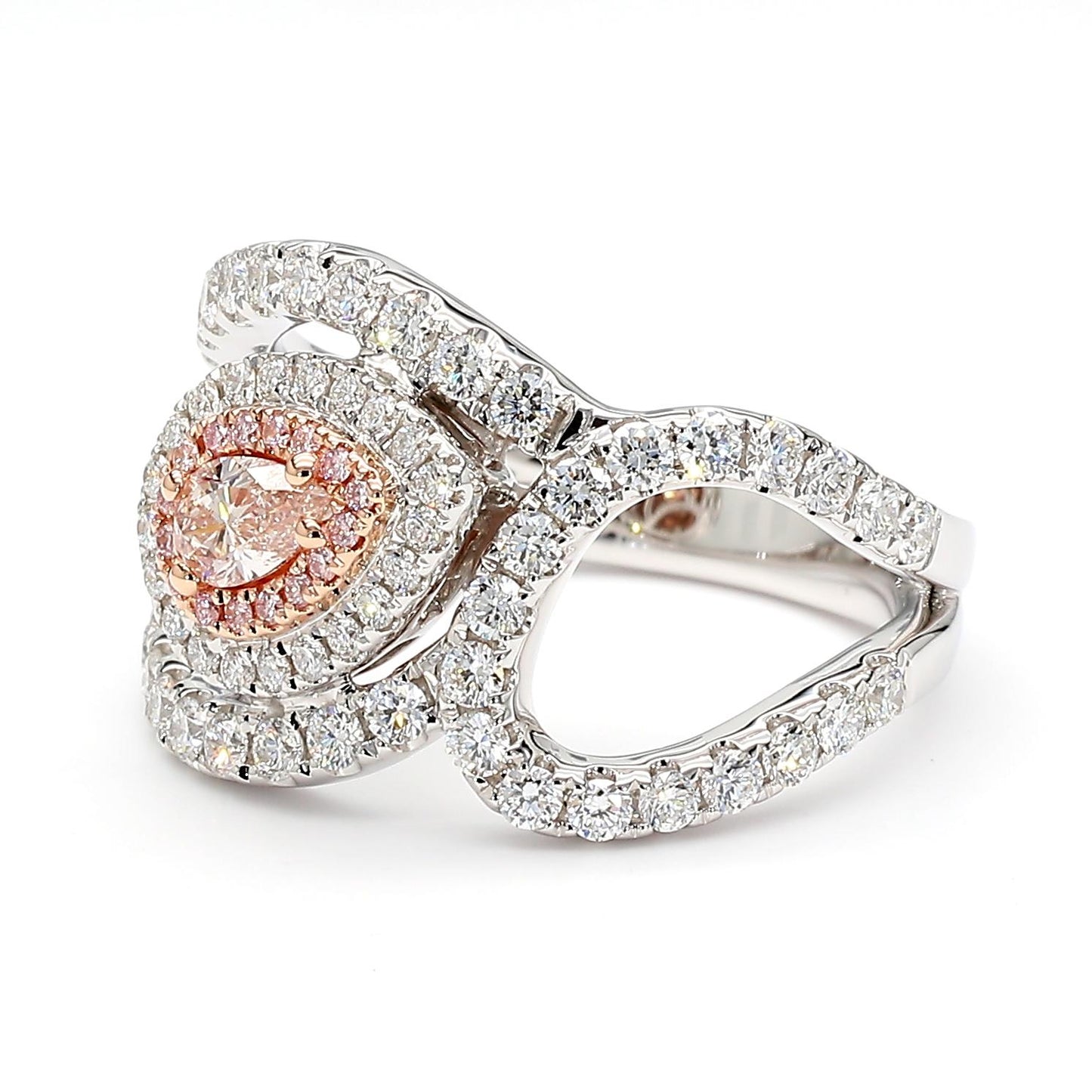 GIA Certified Natural Light Pinkish Brown Pear Diamond 1.25 Carat TW Gold Ring