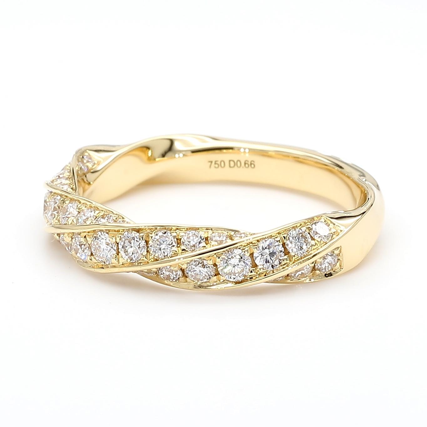 Natural White Round Diamond 0.66 Carat TW Gold Ring