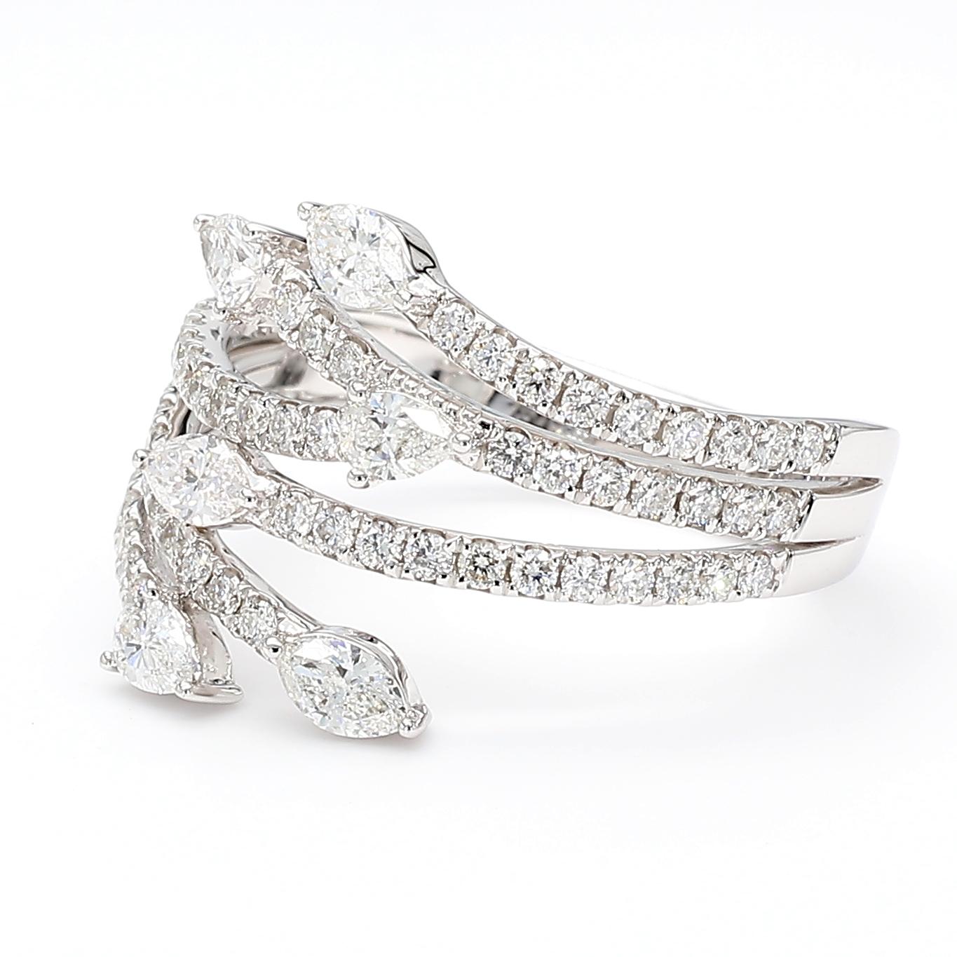 Natural White Marquise Diamond 1.06 Carat TW Gold Ring