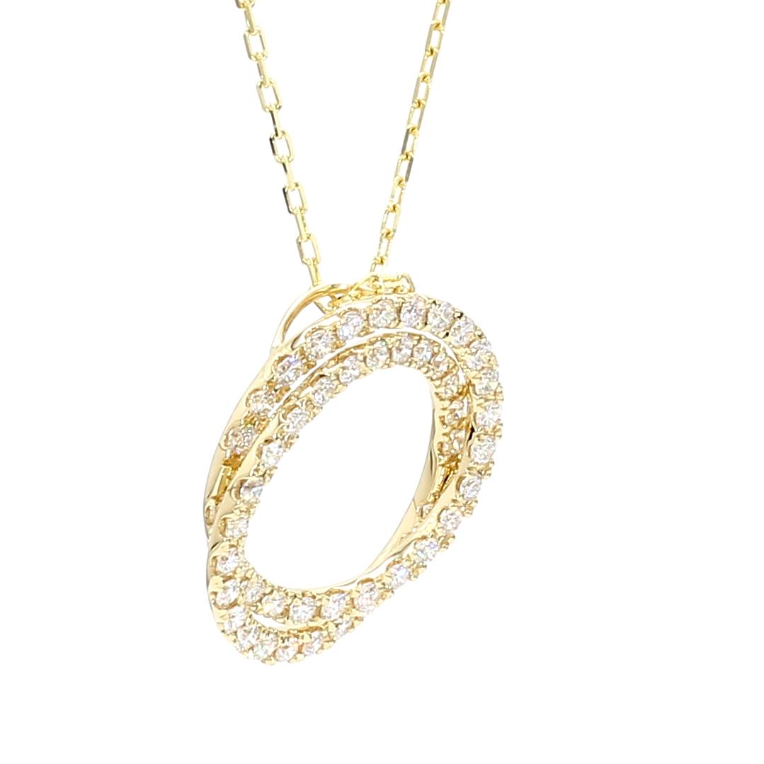 Natural White Round Diamond 1.20 Carat TW Yellow Gold Drop Pendant