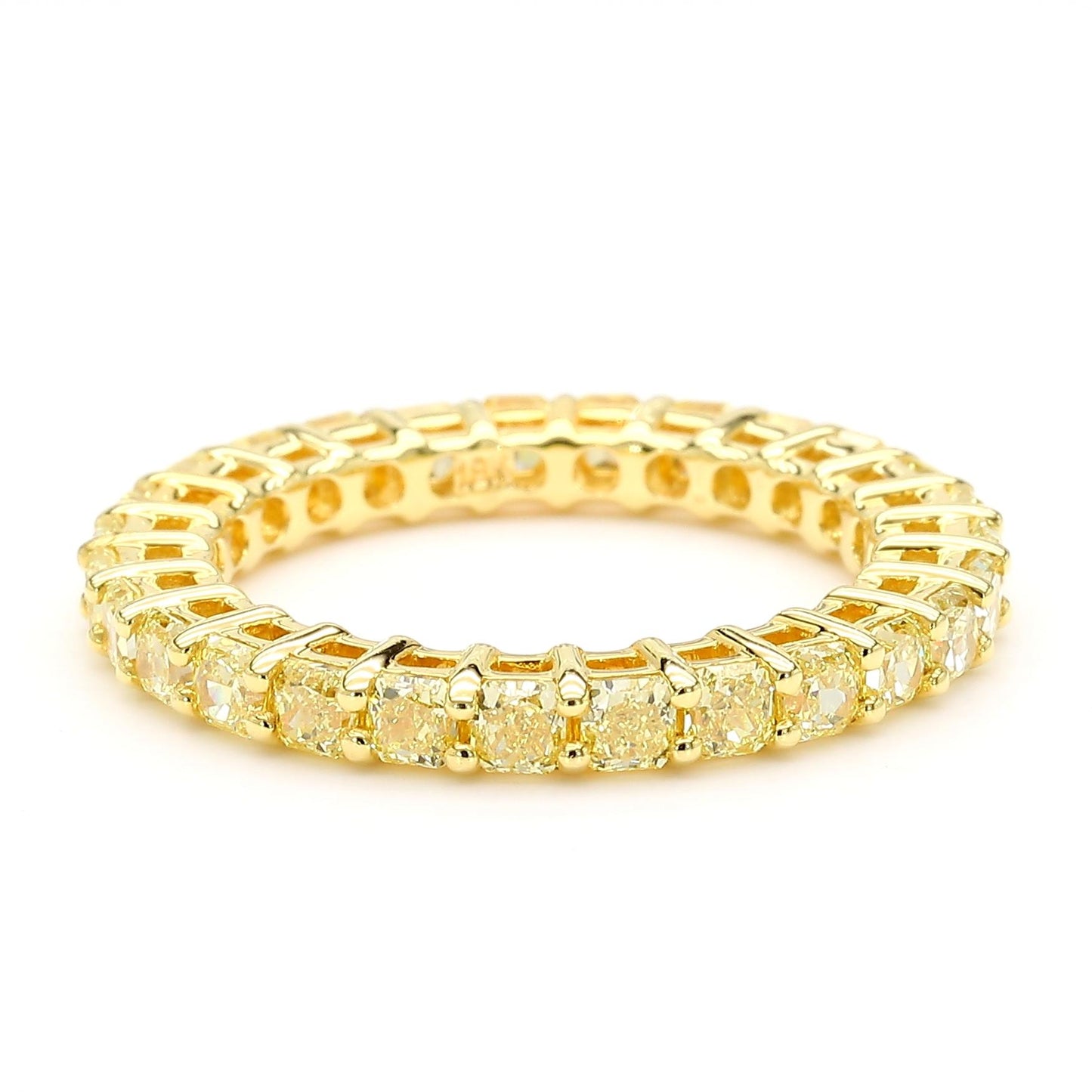 Natural Yellow Radiant Diamond 2.17 Carat TW Gold Wedding Band