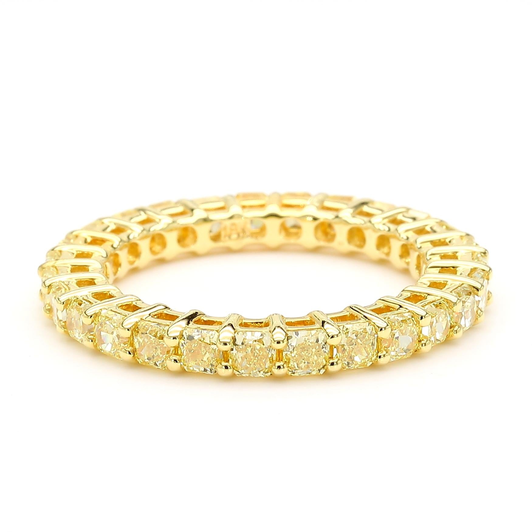 Natural Yellow Radiant Diamond 2.17 Carat TW Gold Wedding Band