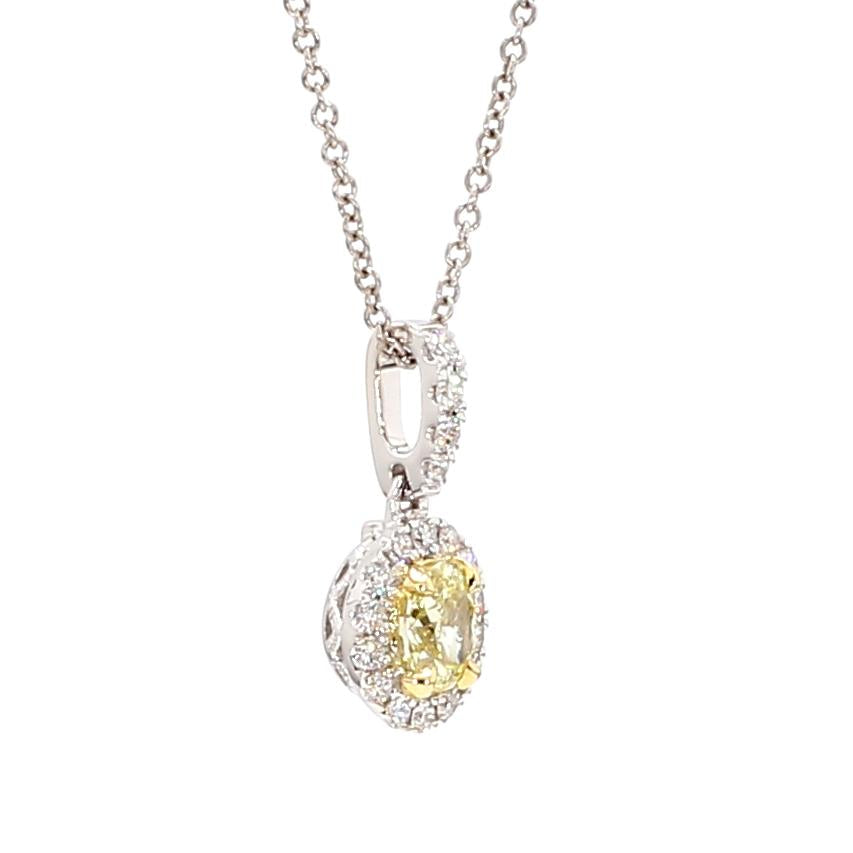 Natural Yellow Oval Diamond 0.48 Carat TW Gold Drop Pendant