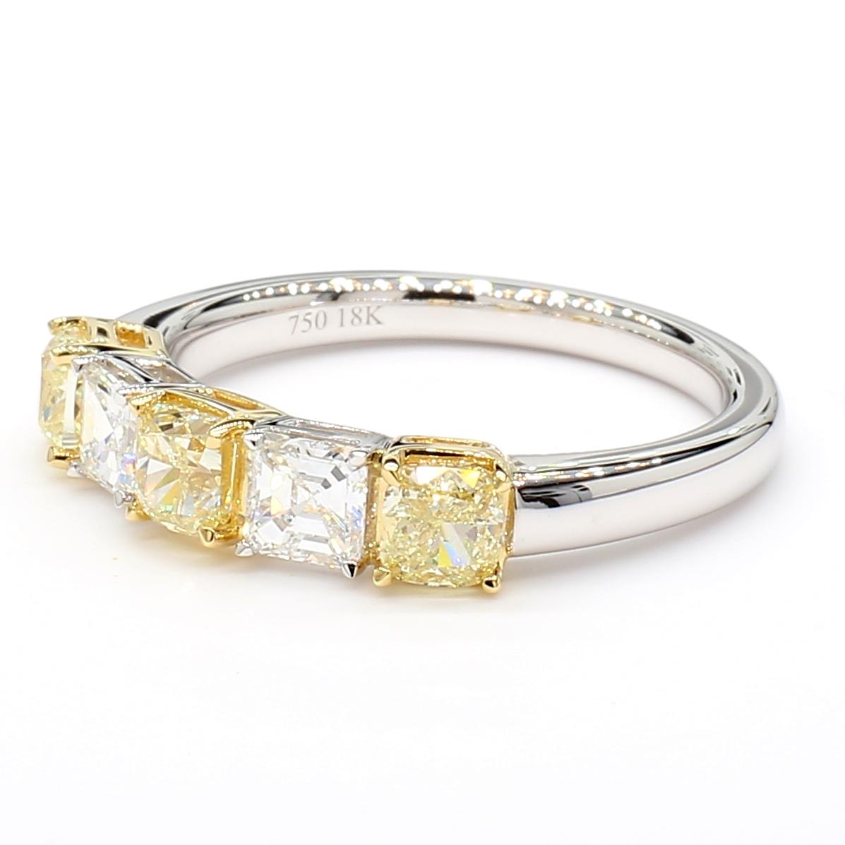 Natural Yellow Cushion Diamond 1.04 Carat TW Gold Cocktail Band