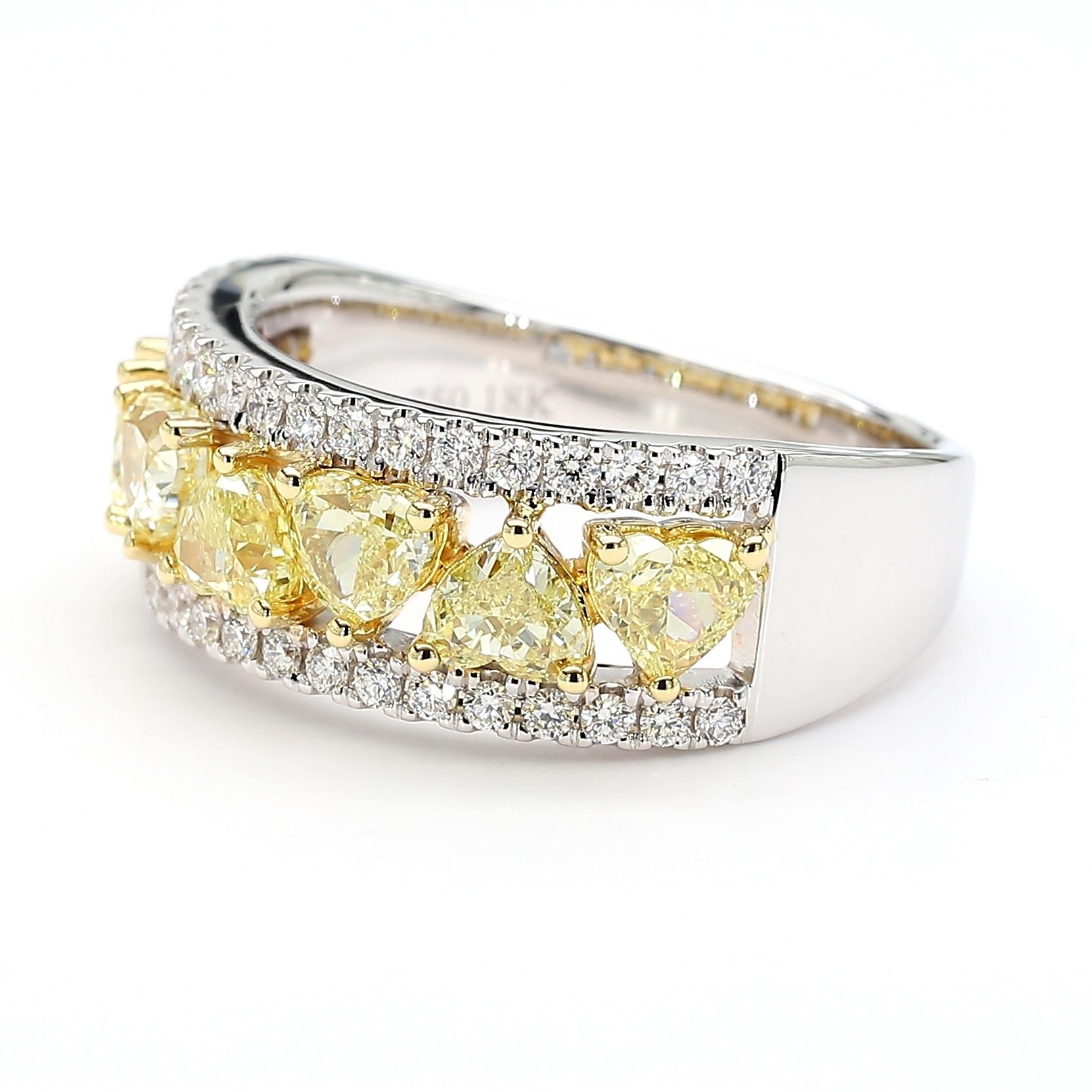 Natural Yellow Heart Diamond 2.01 Carat TW Gold Cocktail Ring