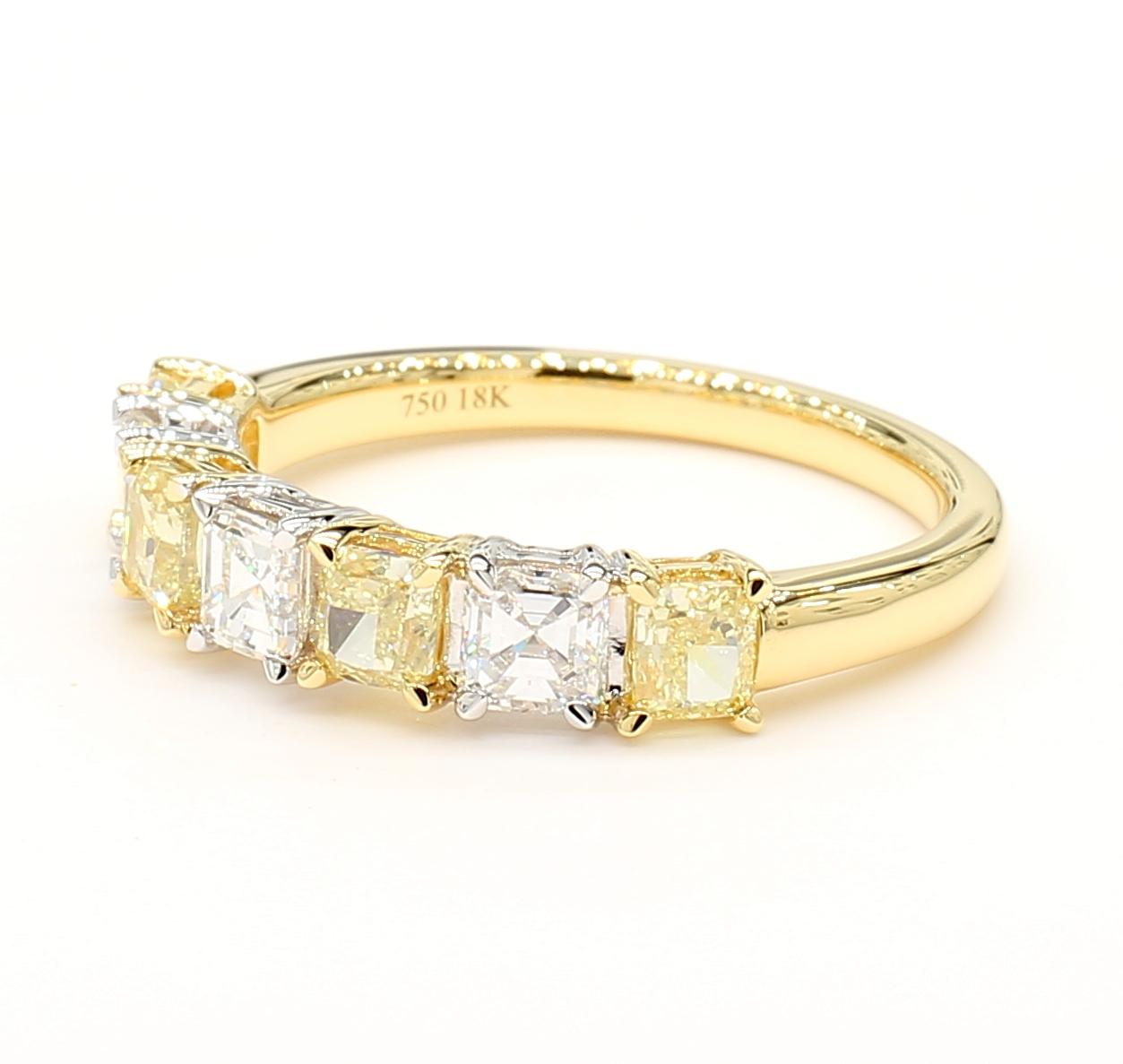 Natural Yellow Cushion Diamond 1.54 Carat TW Gold Cocktail Band