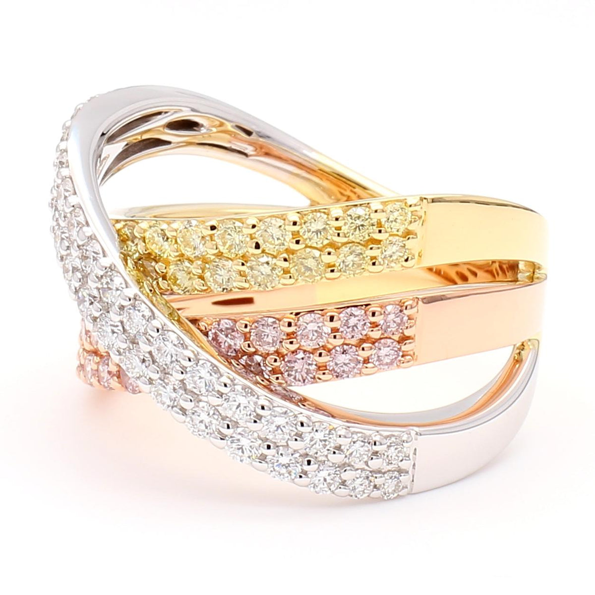 Natural Pink Round Diamond 1.26 Carat TW Gold Cocktail Ring