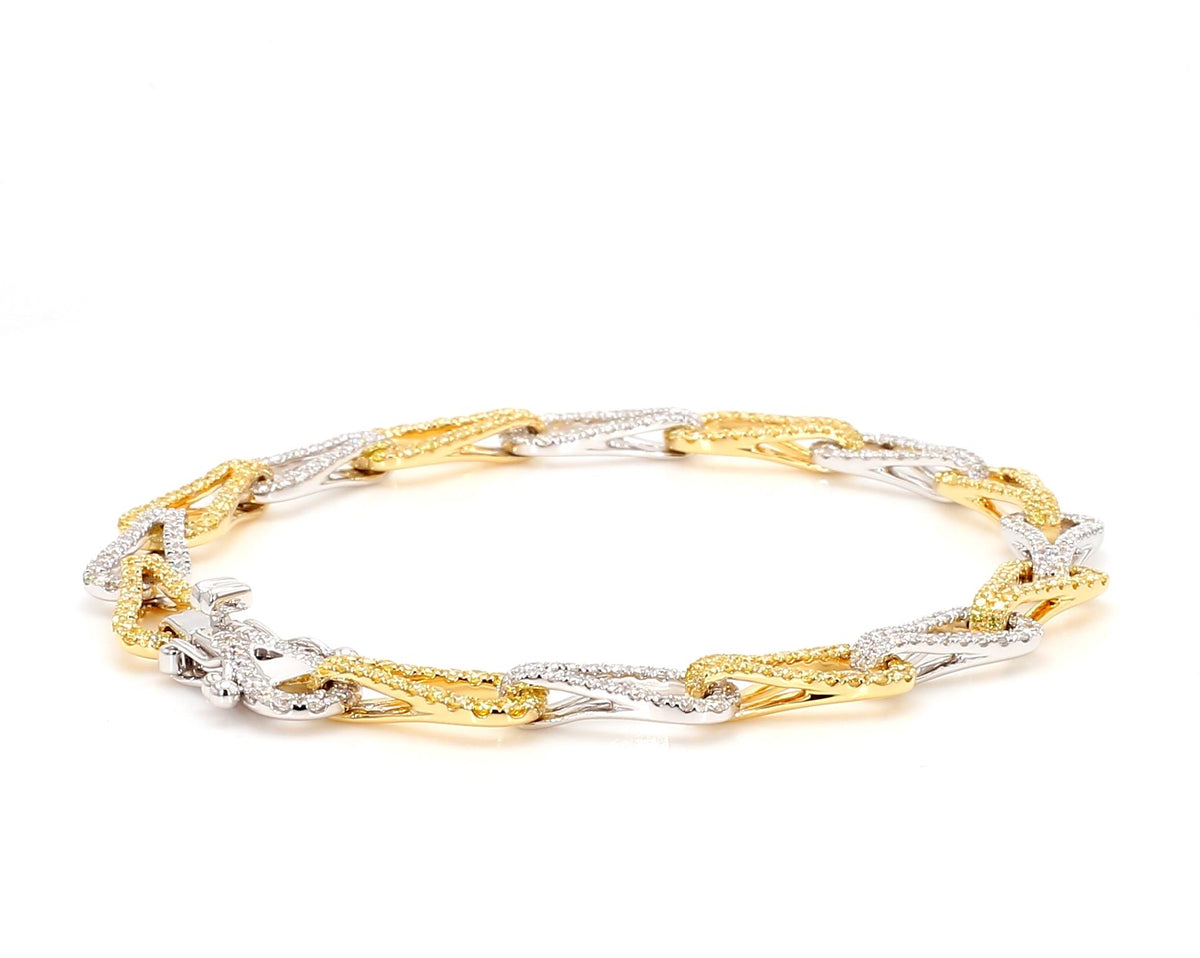 Natural Yellow Round Diamond 3.09 Carat TW Gold Bracelet