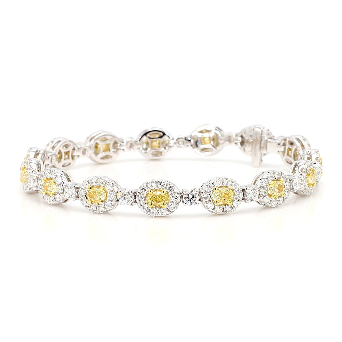 Natural Yellow Oval Diamond 7.36 Carat TW Gold Bracelet