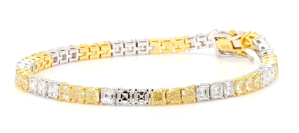 Natural Yellow Cushion Diamond 9.19 Carat TW Gold Bracelet