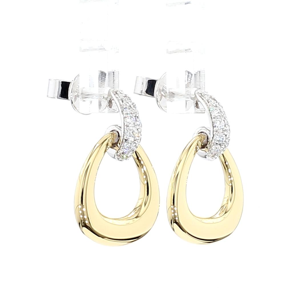 Natural White Round Diamond 0.32 Carat TW Gold Earrings