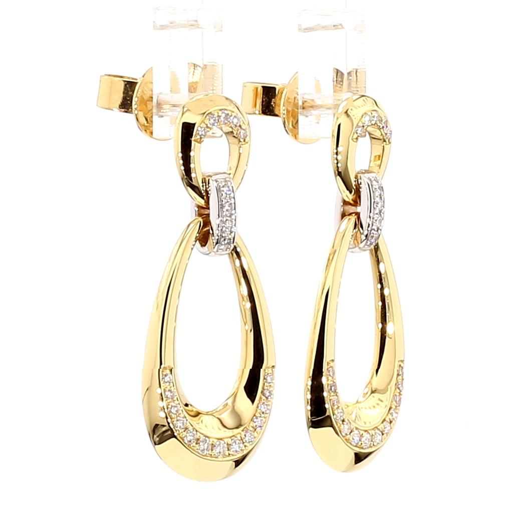 Natural White Round Diamond 0.23 Carat TW Gold Earrings