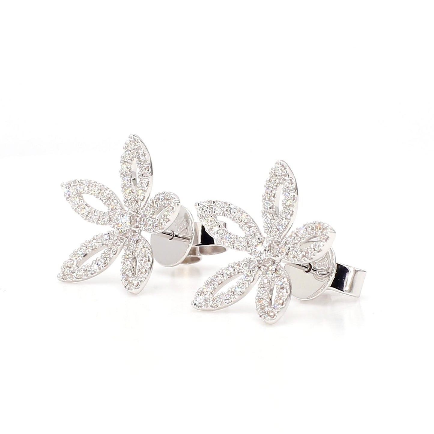 Natural White Round Diamond 0.56 Carat TW Gold Earrings