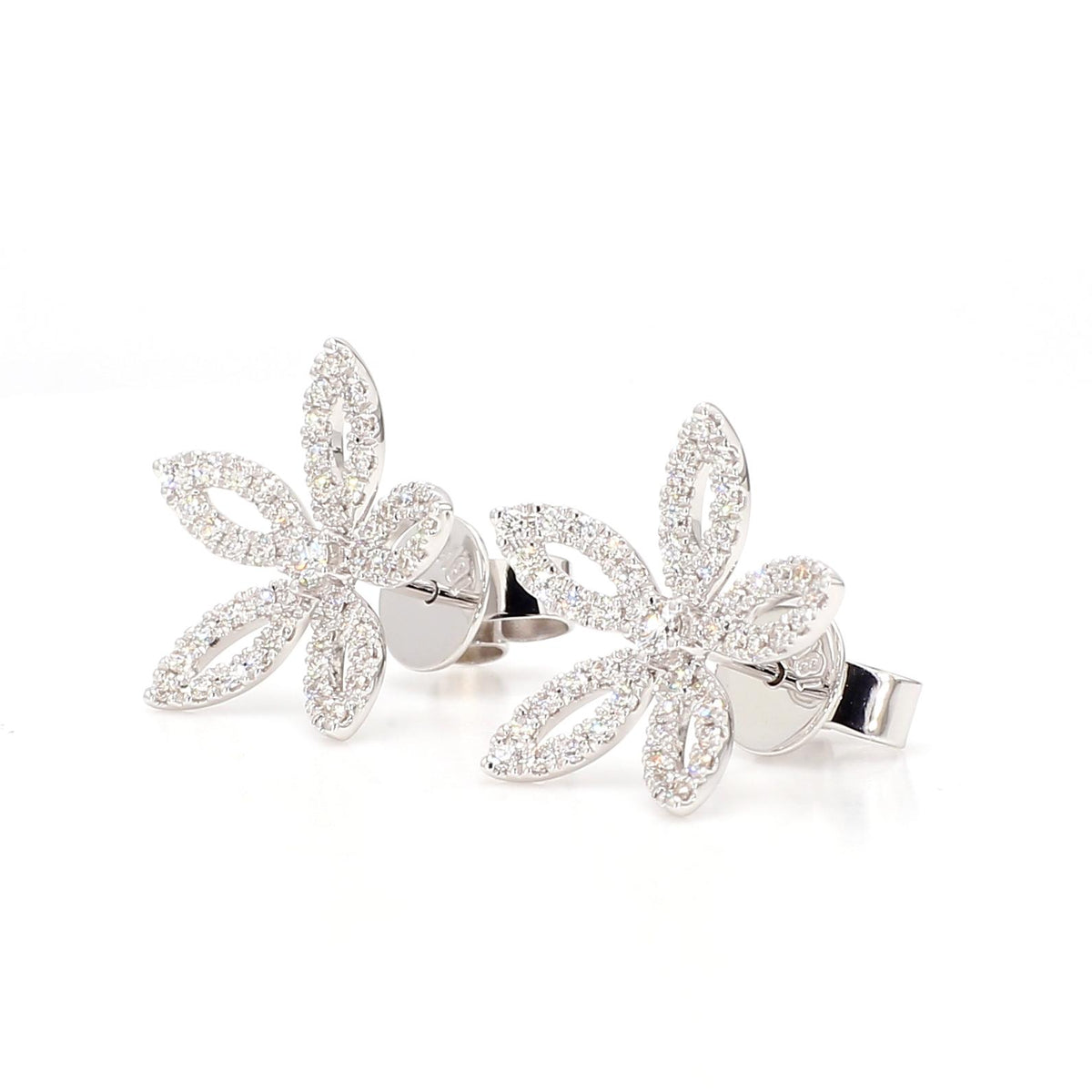 Natural White Round Diamond 0.56 Carat TW Gold Earrings