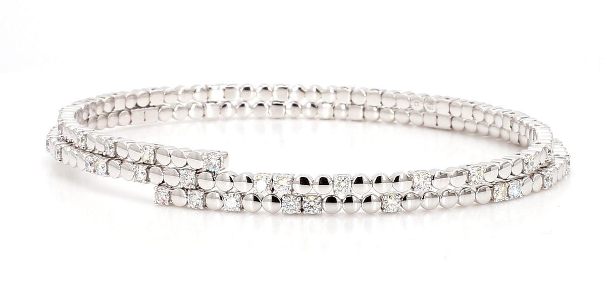 Natural White Round Diamond 1.54 Carat TW Gold Bracelet