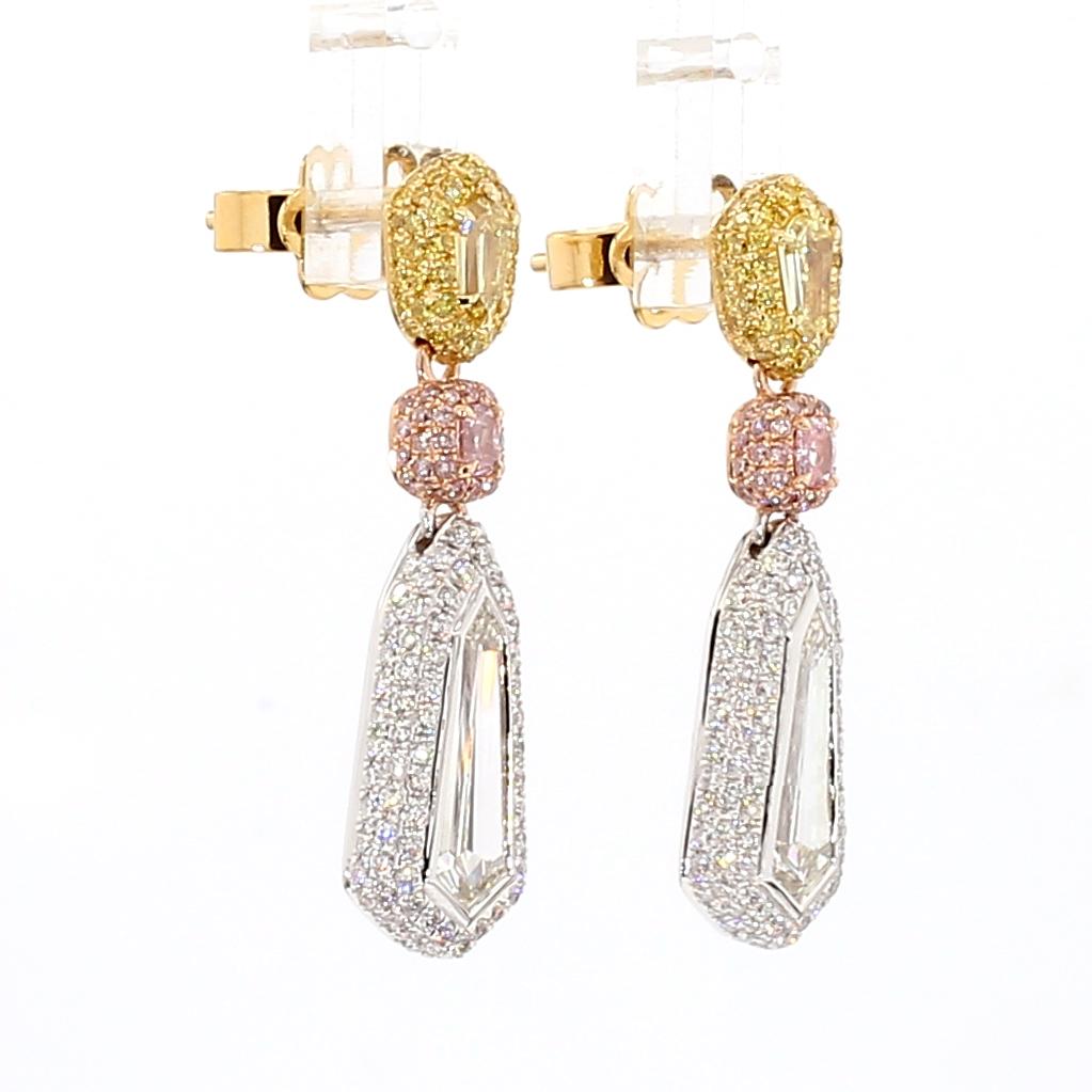 GIA Certified Natural White Kite Diamond 2.95 Carat TW Earrings