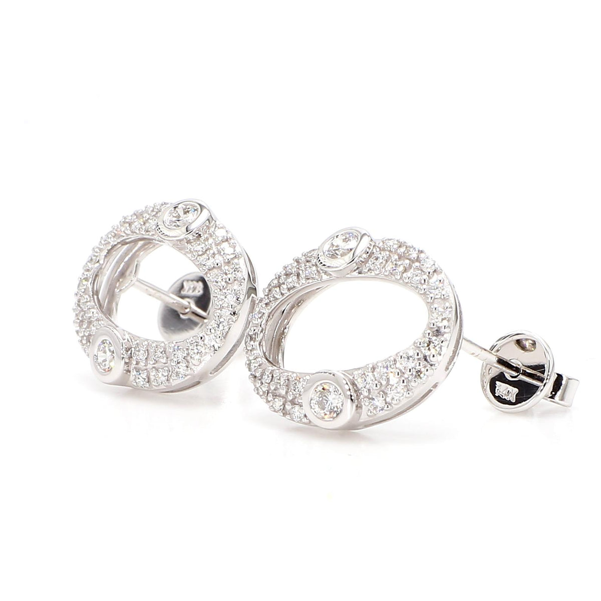 Natural White Round Diamond 0.45 Carat TW Gold Earrings