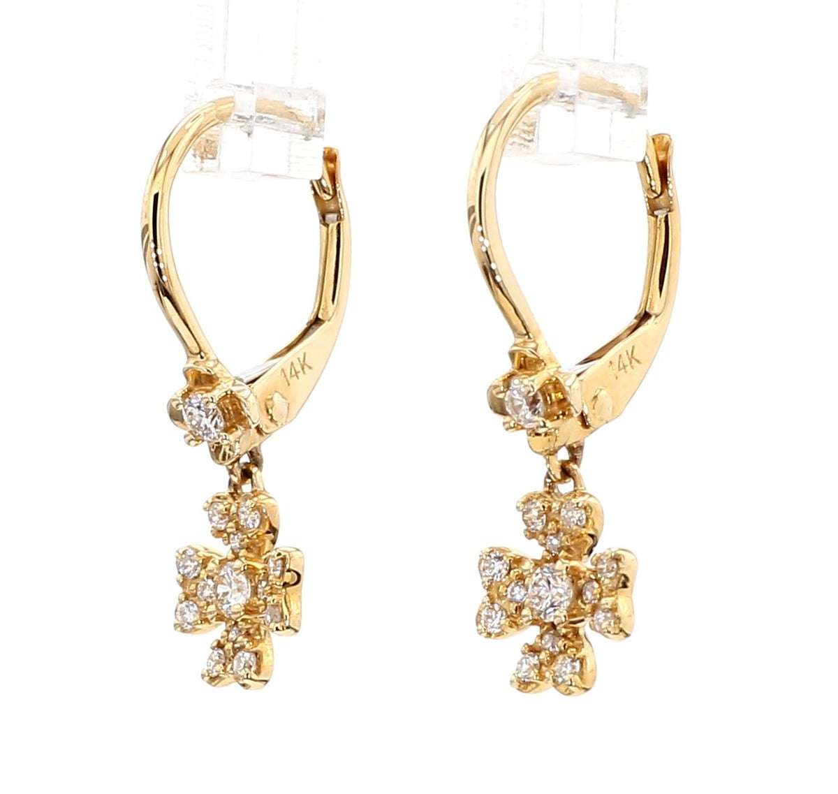 Natural White Round Diamond 0.22 Carat TW Gold Earrings