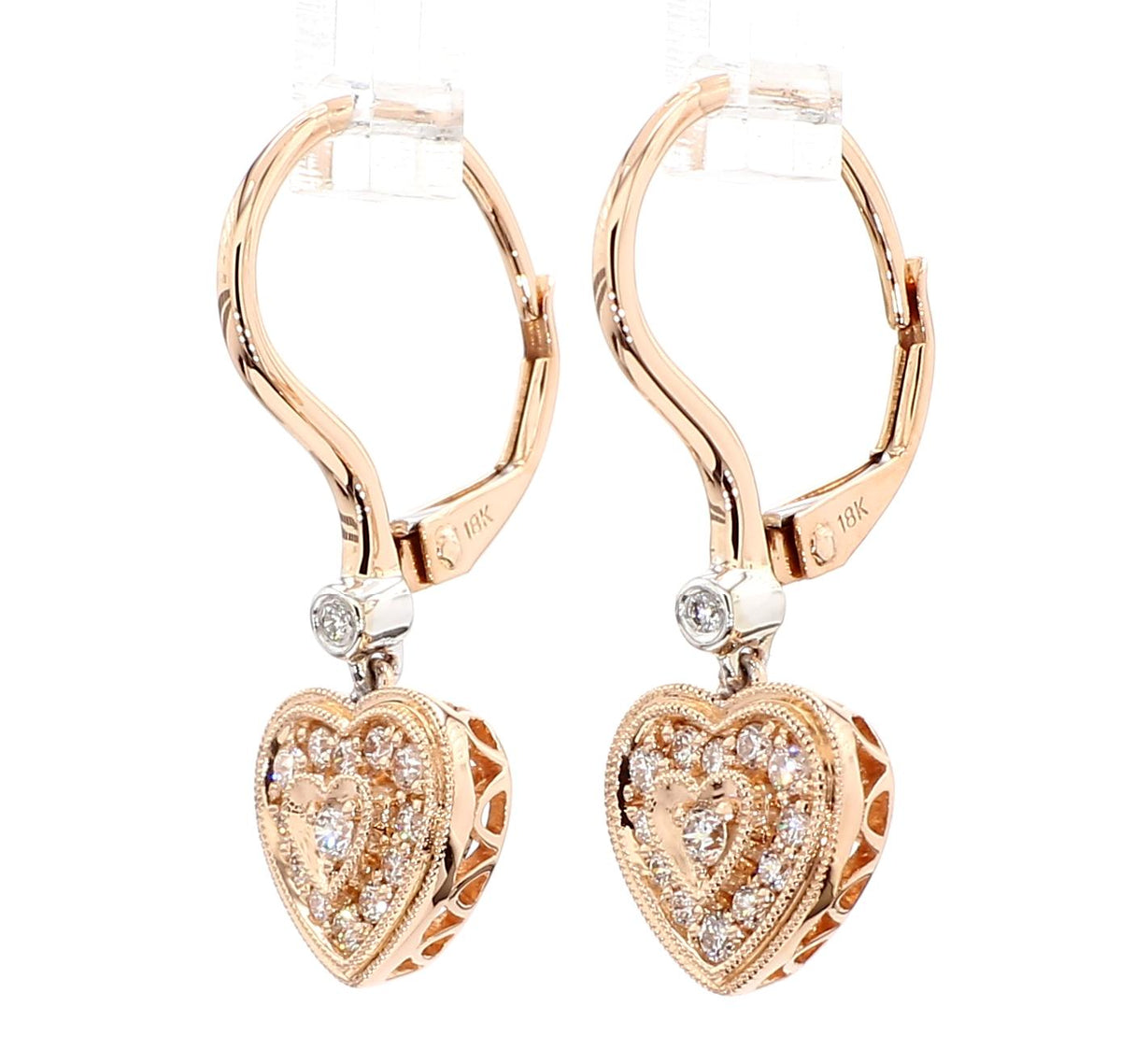 Natural White Round Diamond 0.30 Carat TW Gold Earrings